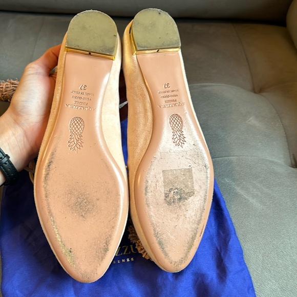 Aquazzura Suede Pom Pom Ballet Flats - Picture 4 of 5